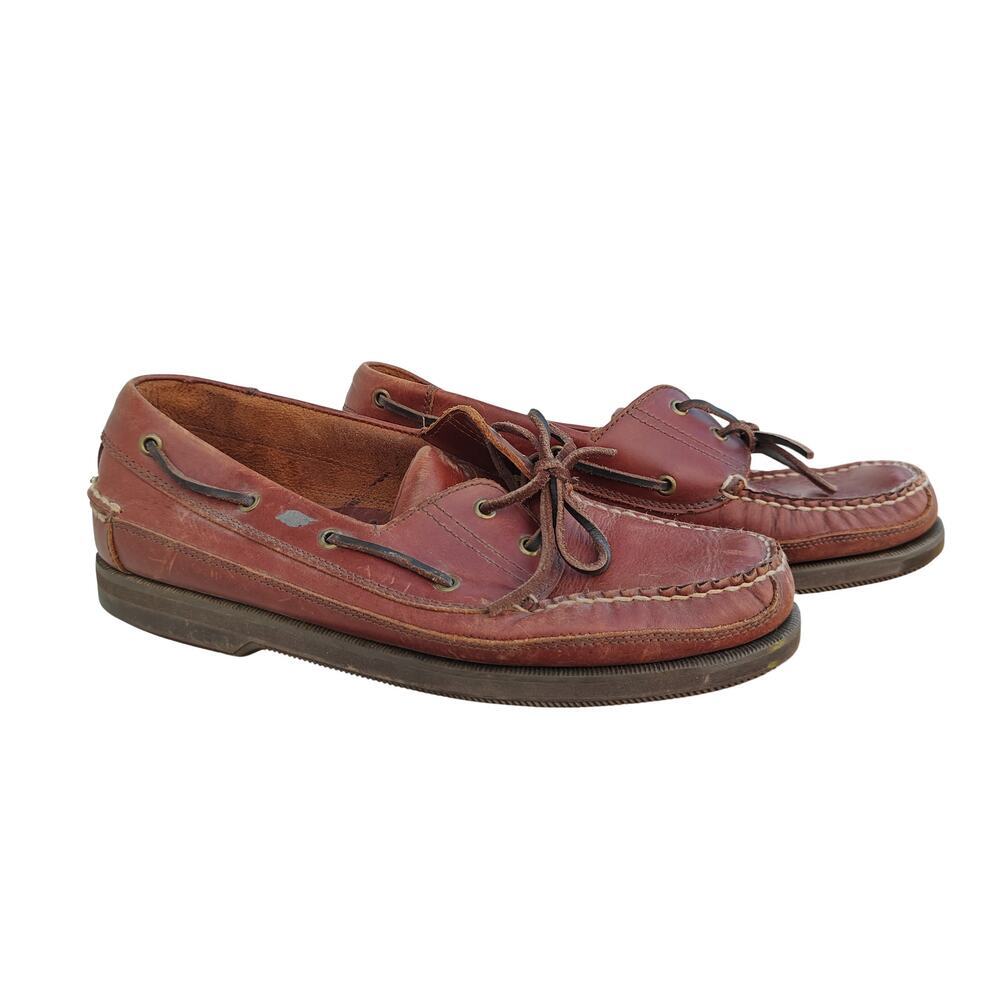 West Marine Brown Leather Boat Shoes Nautical Deck Loafers Men